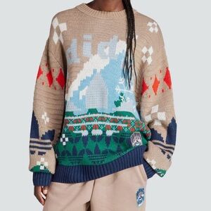 Adidas Mountain Snowflake Holiday Embroidered Crew Sweater XL